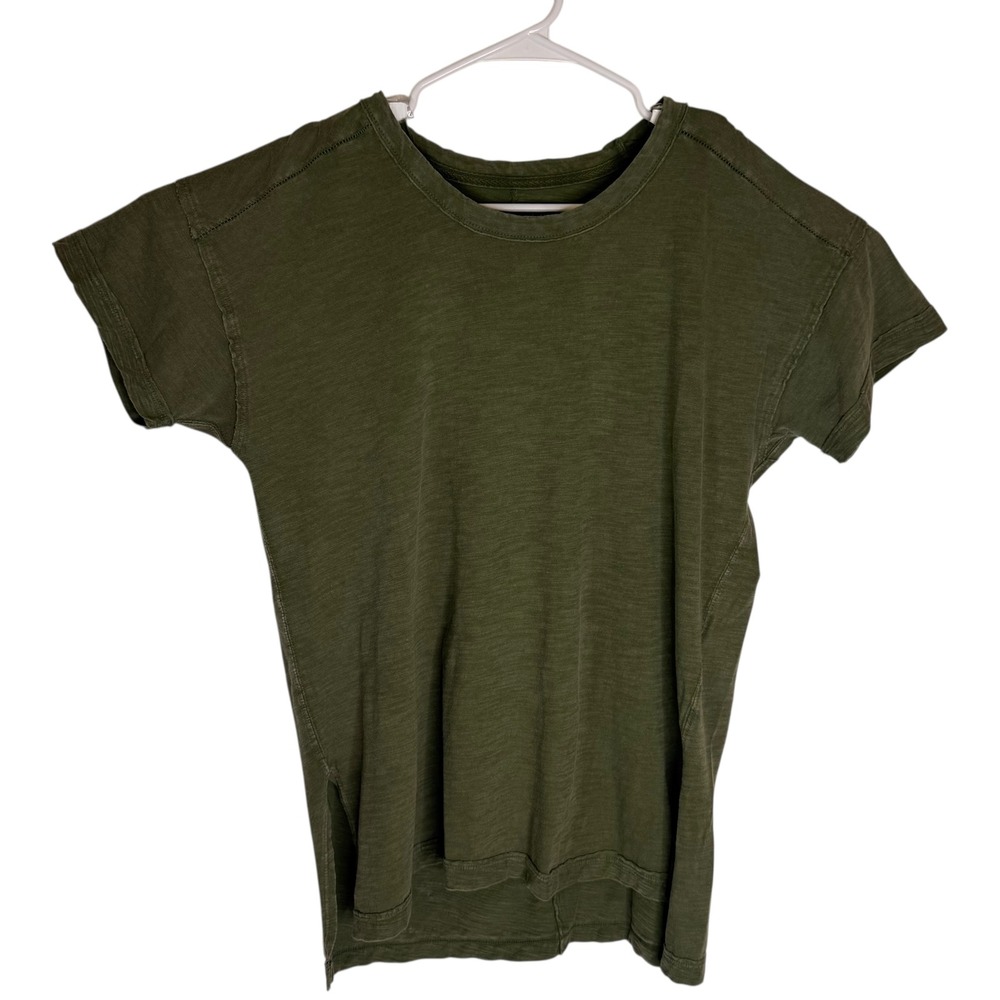 PILCRO Olive Green Cotton Crew Neck Tunic Tee T-Shirt Top Womens XS - Picture 2 of 7